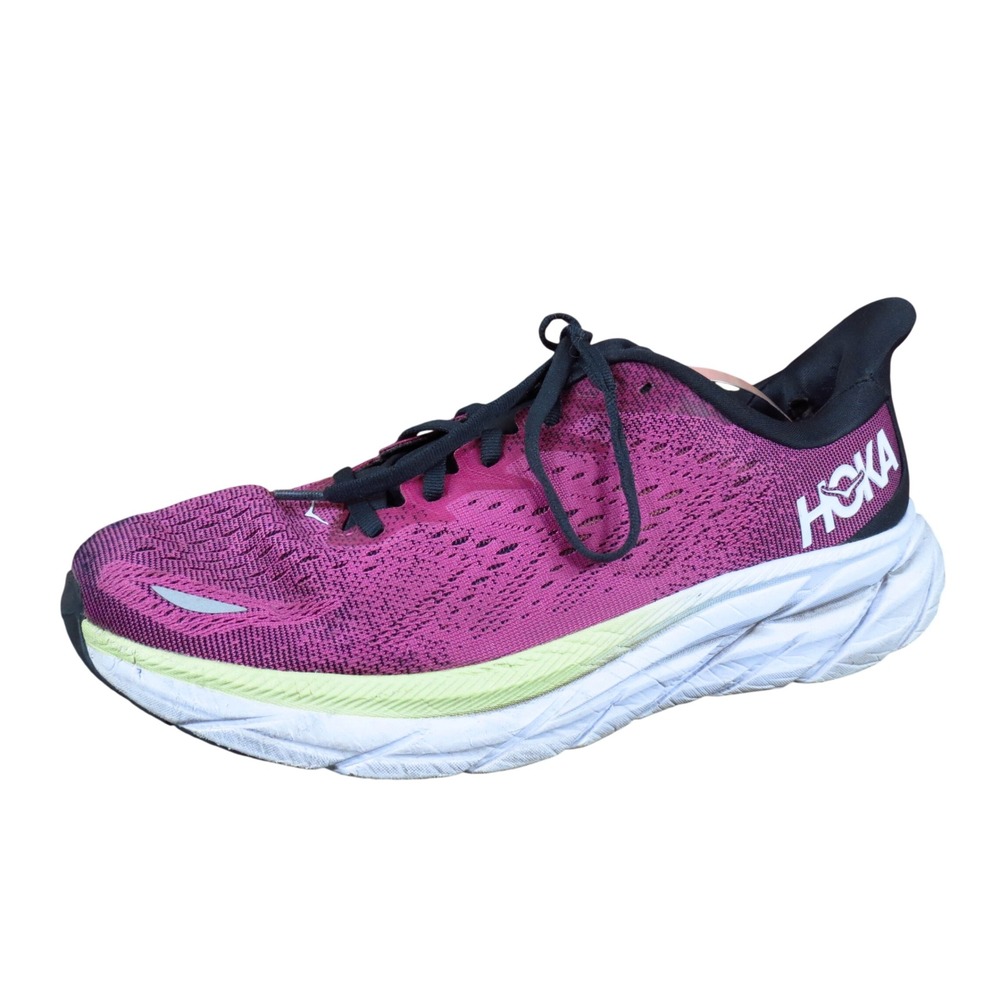 Hoka Clifton 8 Womens Running Shoes Size 9 Road Fitness Berry Cyclamen Mesh